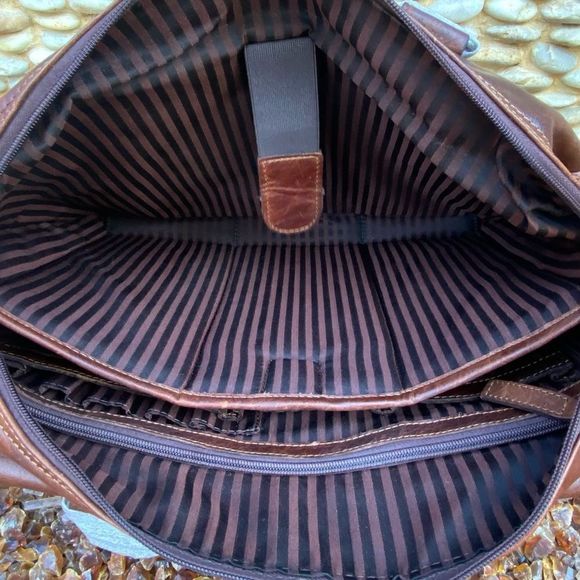 NWT New! Jack Georges Brown Voyager Zip Leather Briefcase w/Front Flap Pocket - Picture 13 of 16